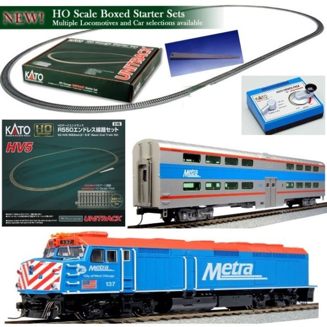 Kato 302004 Metra EMD F40PH HO Gauge Diesel Starter Train Set Trainz