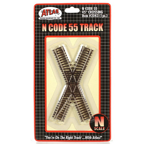 Atlas 2043 N Code 55 Nickel Silver 45" Degree Crossing Track