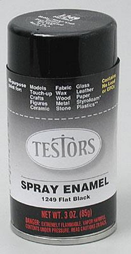 Testors 1249T Black Flat Enamel 3 oz. Spray Paint Can