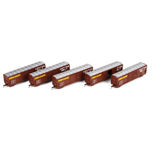 Athearn 97885 HO Scale Cotton Belt 50' FMC Double Door Boxcars (Pack of 5)