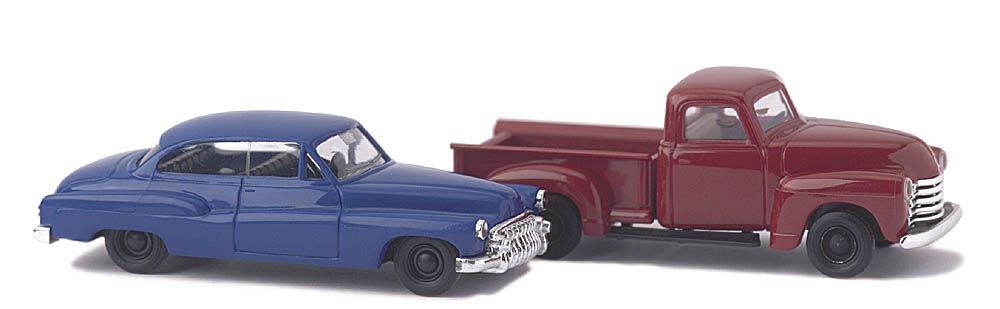 Busch 8320 N Scale 1950 Chevy Pickup Truck & 1950 Buik Sedan Vehicles