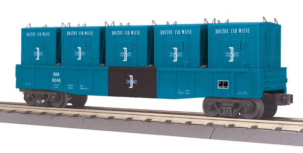 MTH 30-72094 O Gauge Boston & Maine Gondola Car # 9046 with LCL Containers