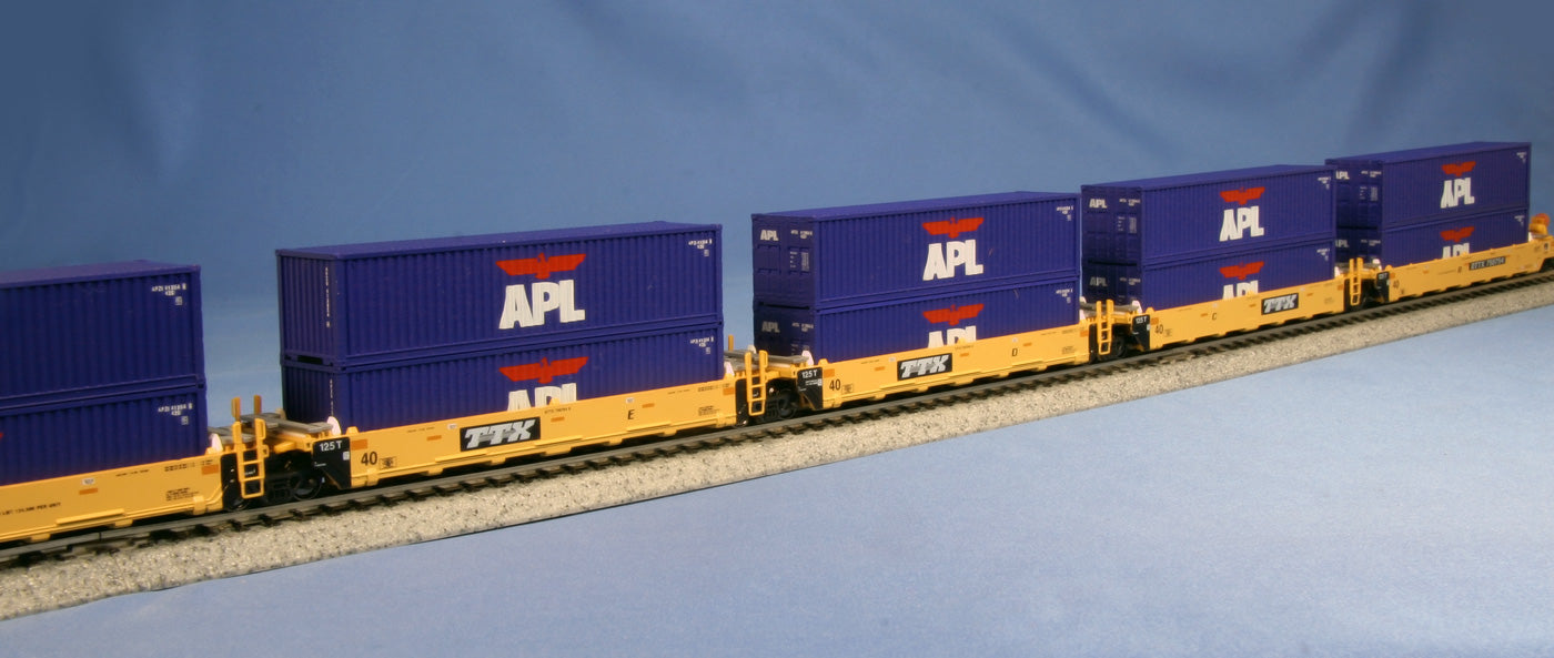 Kato 106-6141 N TTX 5-Unit Stack Car #75067 w/40' APL Containers – Trainz