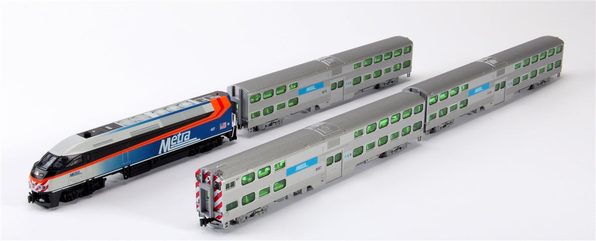 Kato 106-8701 N Scale Chicago Metra MP36PH Bi-Level Commuter Train 4-Unit  Set