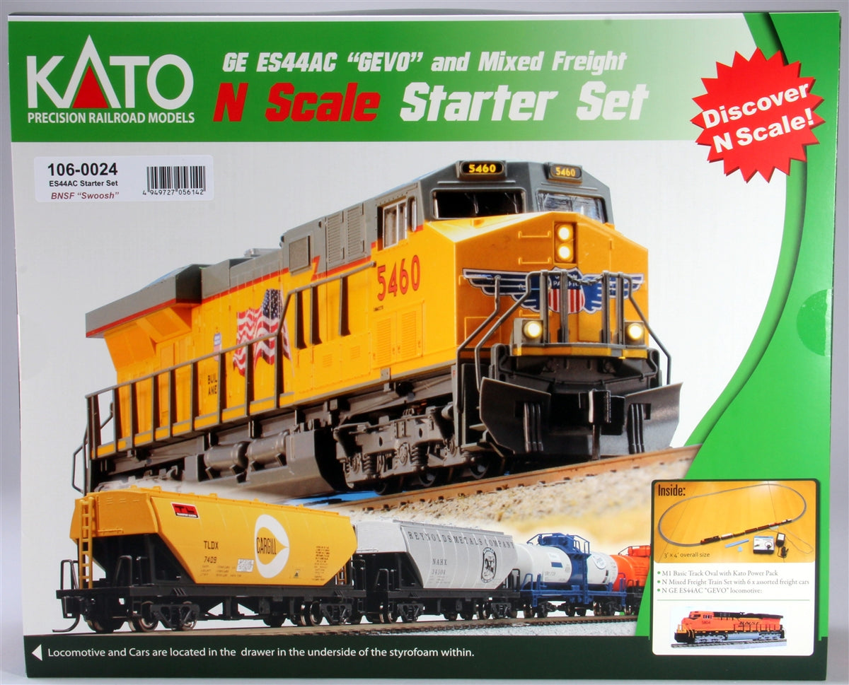 Kato 106-0024 BNSF Wedge GE ES44AC GEVO N Gauge Diesel Freight Train Set