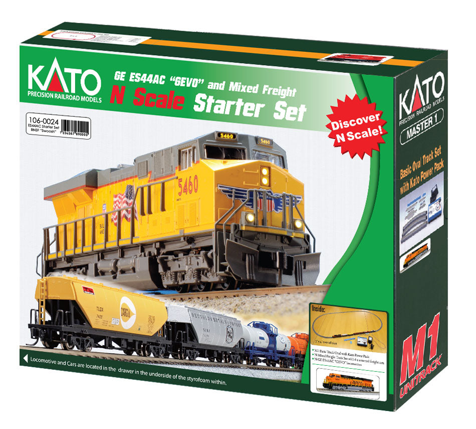 Kato 106-0024 BNSF Wedge GE ES44AC GEVO N Gauge Diesel Freight Train Set