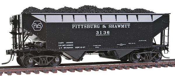 Kadee 7051 HO Pittsburg & Shawmut 50-Ton Offset 2-Bay Open Hopper #3136