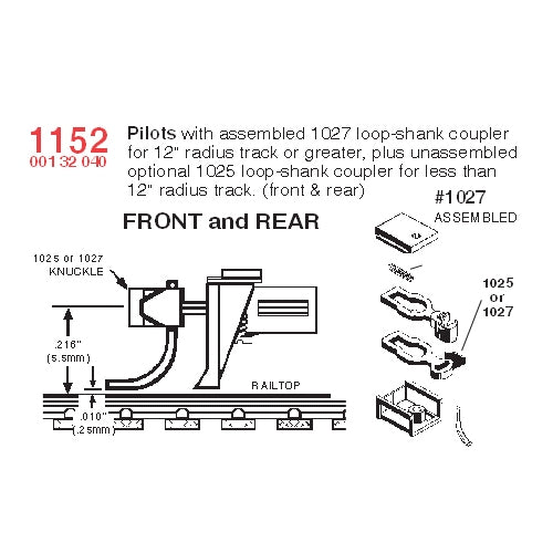 Micro-Trains 1152 N Atlas RS-3 Pilot Locomotive Coupler Conversion Kit