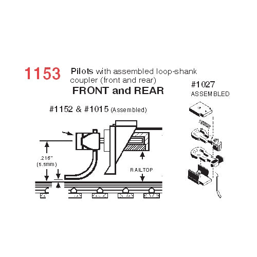 Micro-Trains 1153 N Atlas RSD 4/5 Pilot Locomotive Coupler Conversion Kit