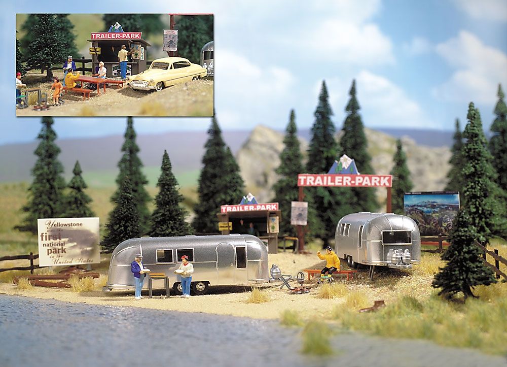 Busch 1054 HO Camping Trailer Park Scene With Airstream Trailers