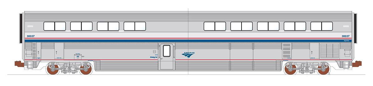 Kato 35-6072 HO Amtrak Superliner I Phase IVb Diner #34087 – Trainz