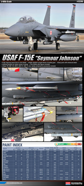 Academy 12295 1:48 F-15E Seymour Johnson USAF Fighter Military Airplane Kit