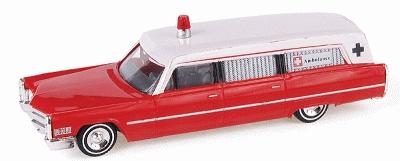 Busch 42908 HO 1:87 Scale Red & White Cadillac Wagon Ambulance – Trainz