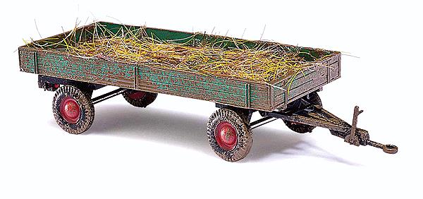 Busch 44974 HO 1958 Low-Sided Farm Trailer - Assembled