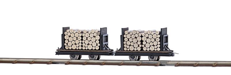 Busch 12211 HO Feldbahn Flatcar with Pulpwood Load (Pack of 2)