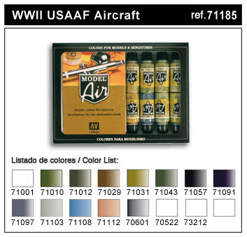 Vallejo Paint 71185 WWII USAAF Aircraft Model Air Acrylic Paints (Set of 16)