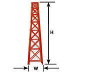 Plastruct 94892 HO 1-3/8" x 5-1/2" Oil & Water Wells Tower