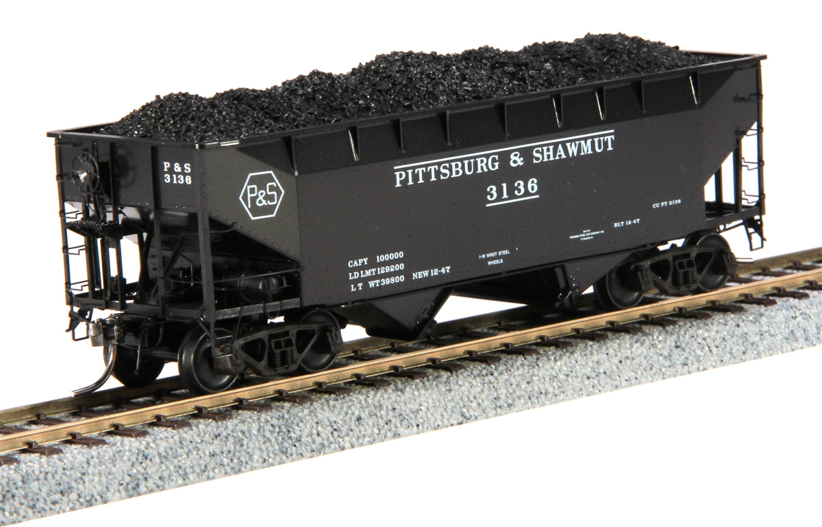 Kadee 7051 HO Pittsburg & Shawmut 50-Ton Offset 2-Bay Open Hopper #3136