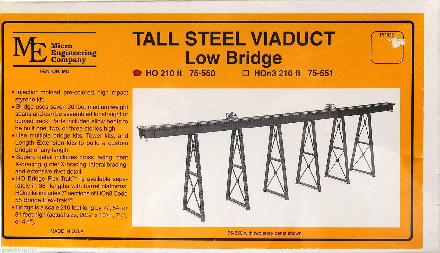 Micro Engineering 75-550 HO 210' Low Bridge Tall Steel Viaduct with Bents