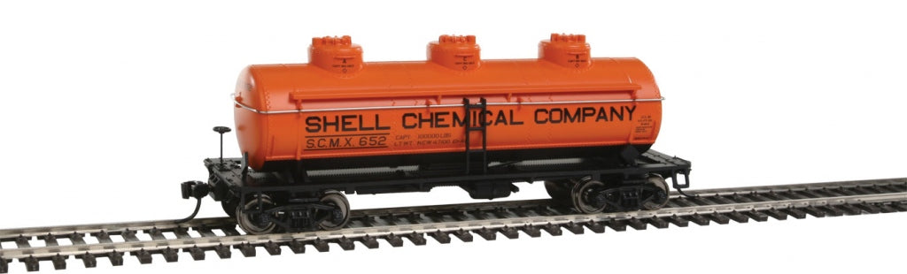 Walthers 910-1108 HO Shell Chemical Co. SCMX 36' 3-Dome Tank Car RTR #652