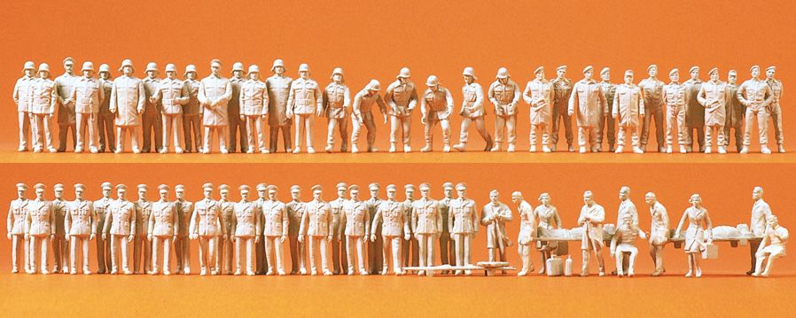 Preiser 16339 HO Unpainted Firemen, Policemen & Rescue Service Figure Kit