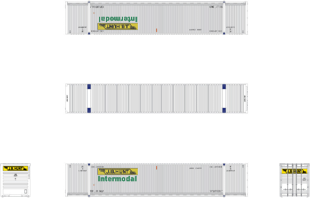 Scale Trains SXT10264 N JB Hunt/Intermodal CIMC 53’ Dry Container #1 (Pack of 3)