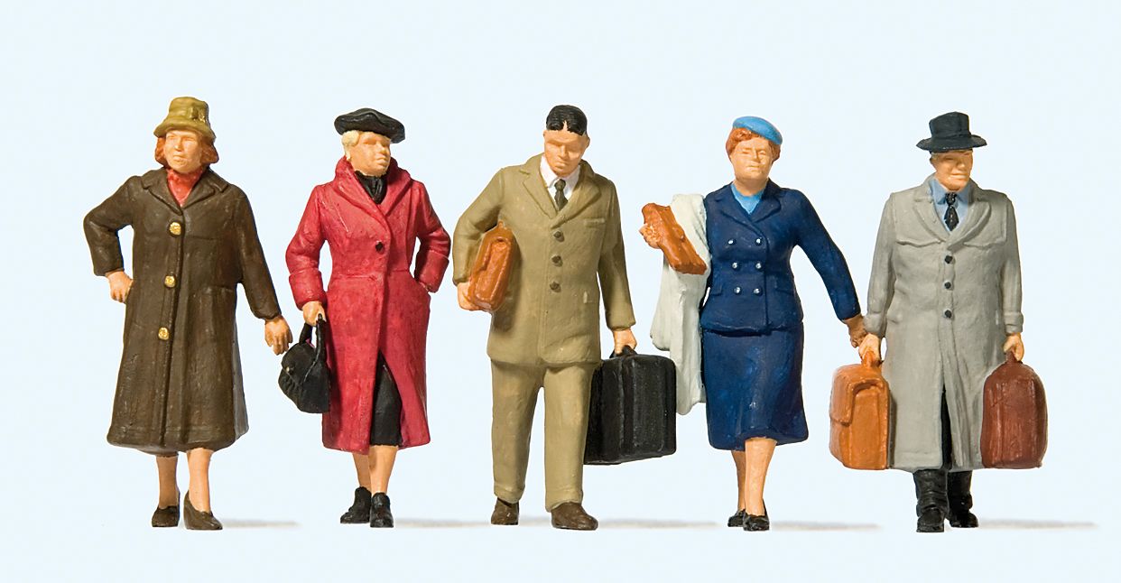 Preiser 65365 O Walking Passenger Figures (Set of 5)