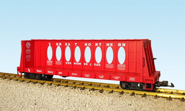 USA Trains R17414A G Great Northern Center Beam Flat Car (Red) #65022