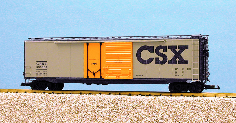 USA Trains R19308C G CSX 50 Ft. Box Car with Plug/Steel Double Door Combo (Gray)