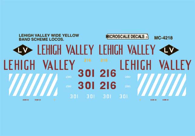 Microscale 60-4218 N 1971-1974 LV Wide Yellow Band Scheme Loco Decal Sheet