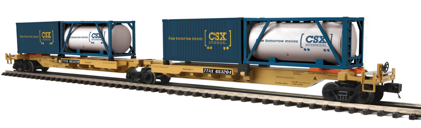 MTH 20-95298 O TTX CSX Spine Car Set w/Tank Container & 20' Container (Set of 2)