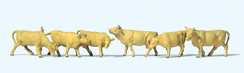 Preiser 79229 N Animals - Light Brown Cows Figures (Set of 6)