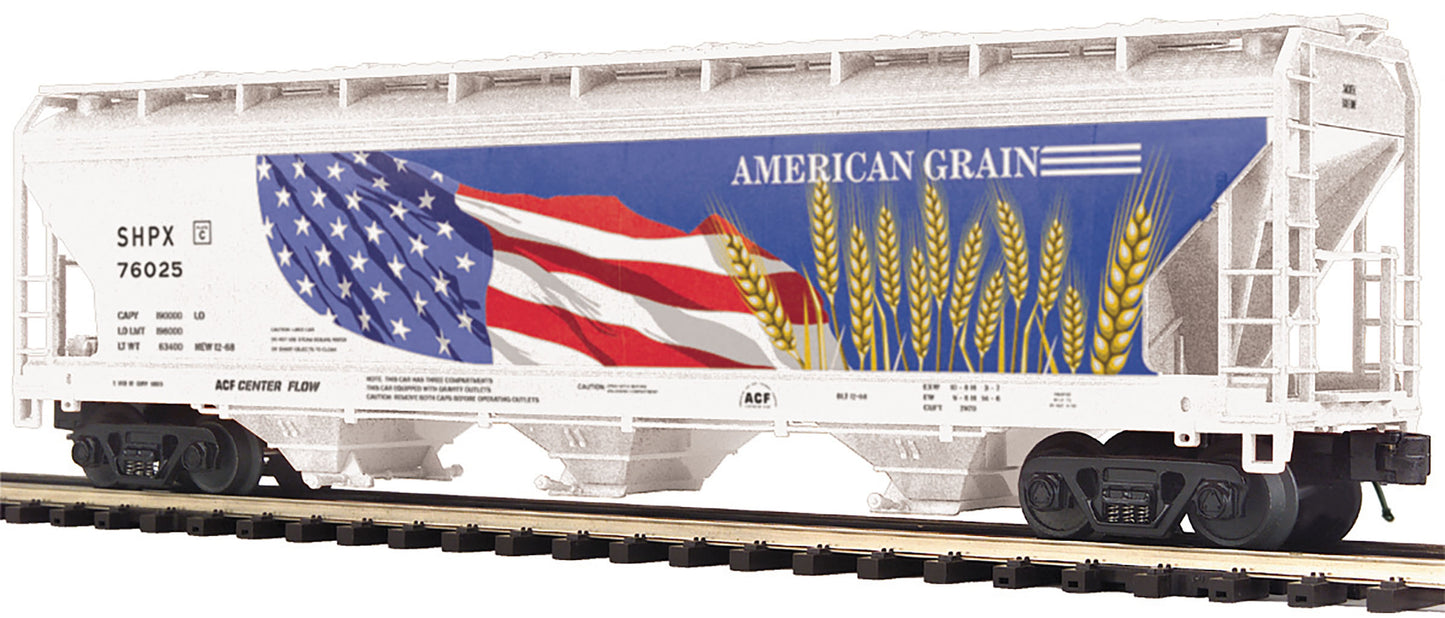 MTH 20-97899 O American Grain 3-Bay Centerflow Hopper #76025