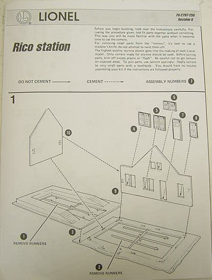 Lionel 6-62709 O Scale Rico Station Kit