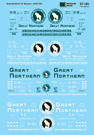 Microscale 87-185 HO 1945-1961 Great Northern 40'' Boxcars Decal Sheet