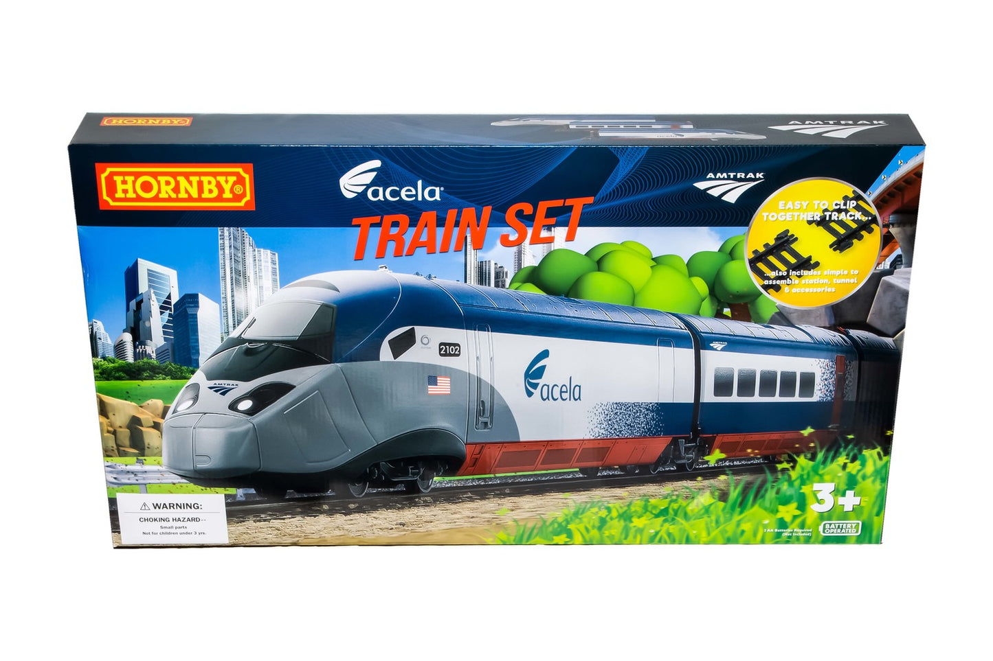 Hornby HR1400 Amtrak Acela Express HO Gauge Battery Powered Toy Train Set