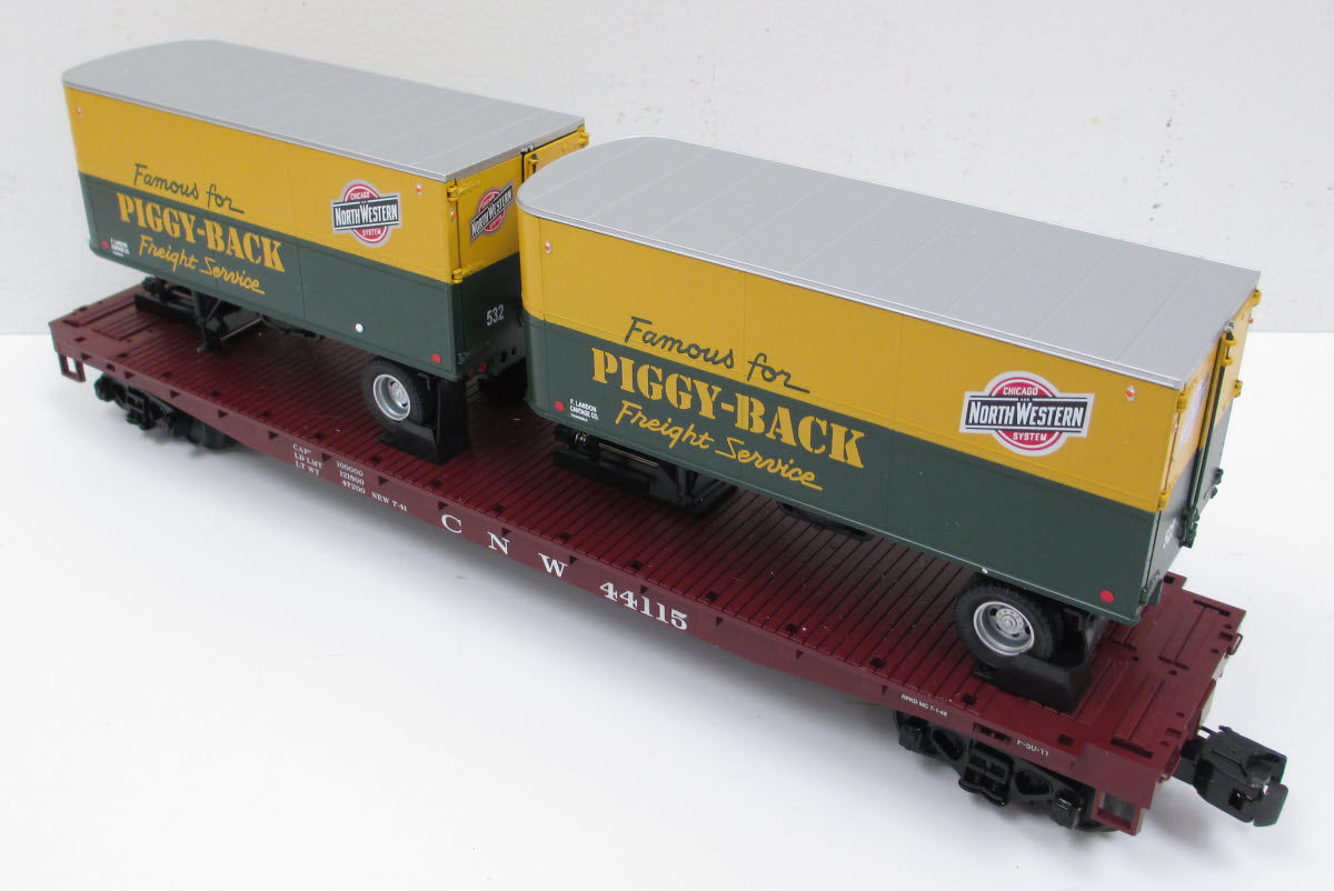 MTH 20-98600 Chicago & Northwestern Flatcar with 2 PUP Trailers