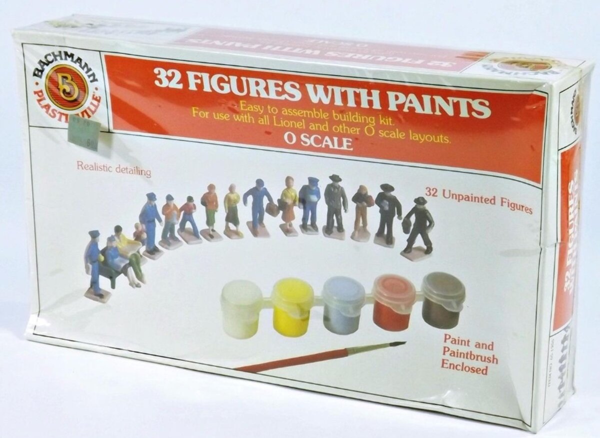 Bachmann 65-1955 O Plasticville 32 Figures w/Paint and Paint Brush