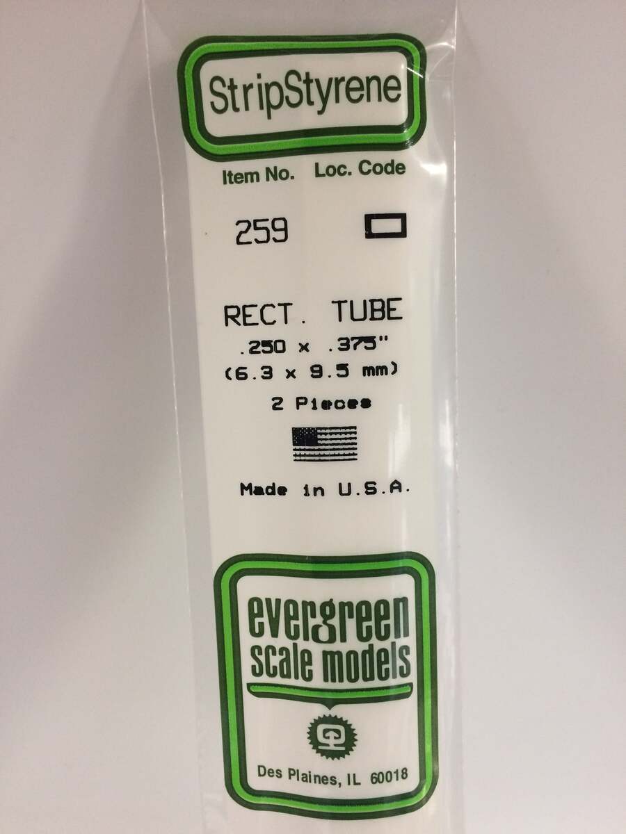 Evergreen Scale Models 259 .250" x .375" x 14" Rectangular Tubing (Pack of 2)