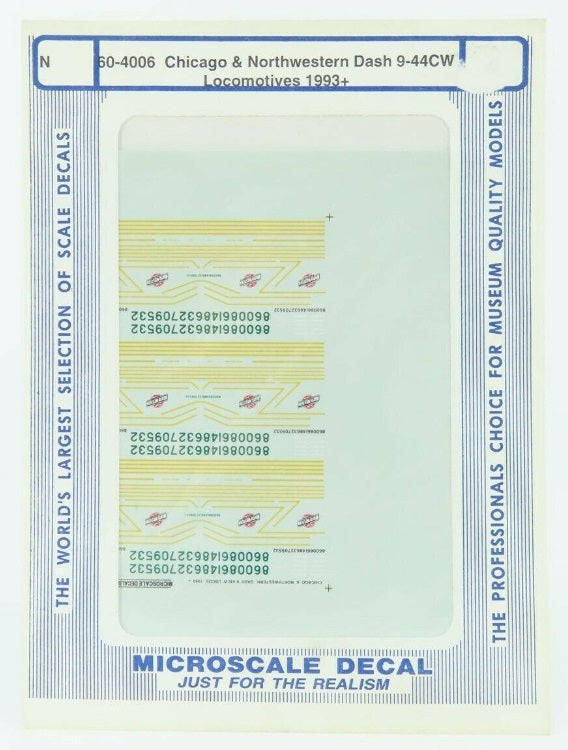 Microscale 60-4006 HO 1993+ CNW Dash 9-44CW Locomotives Decal Sheet