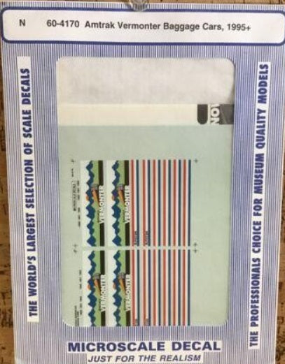 Microscale 60-4170 N 1995+ Amtrak Vermonter Baggage Cars Decal Sheet