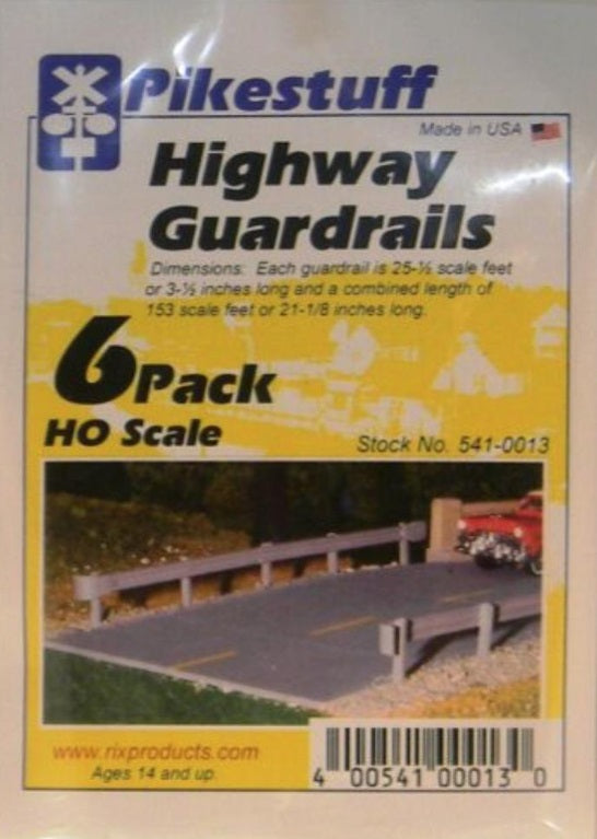 Pikestuff 541-0013 HO Highway Guard Rails (Pack of 6)