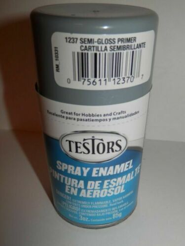 Testors 1237 Flat Gray Semi Gloss Primer 3 Oz. Spray Paint Can