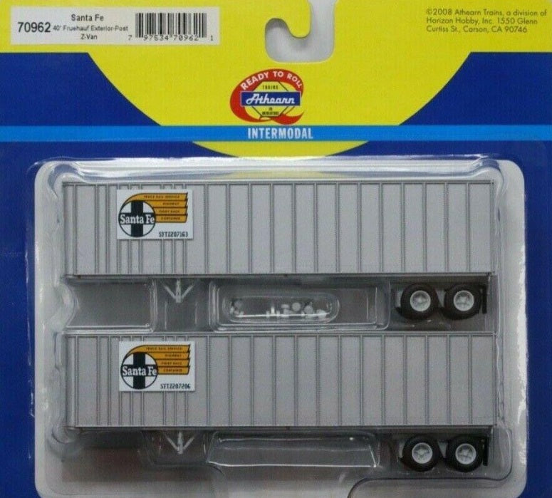 Athearn 70962 HO Santa Fe 40' Fruehauf Exterior Post Z-Van (Set of 2) - RTR