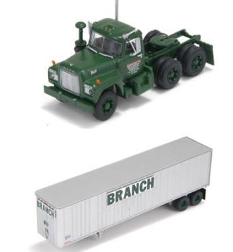 Athearn 70982 HO Mack R Tractor w/ Branch 40' Trailer - RTR