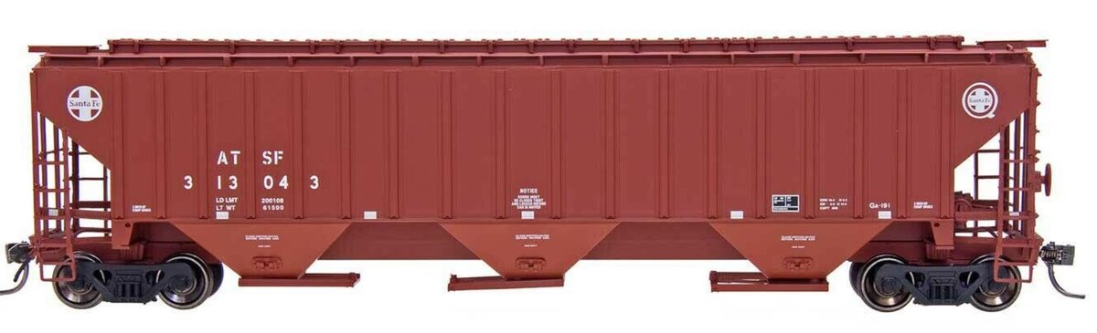 InterMountain 45361 HO ATSF - Q 4750 3-Bay Ribbed Covered Hopper Car