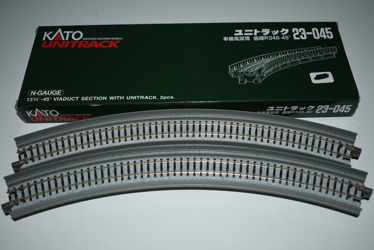 Kato 23-045 "N" Gauge 13 3/4 " 45Degree Viaduct Section W/ Unitrack (Box of 2)