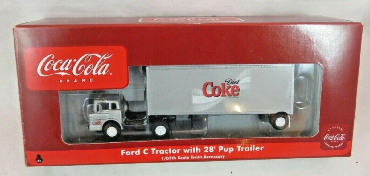 Athearn 8241 HO Gray Diet Coke Ford C Tractor W/T28' Pup Trailer