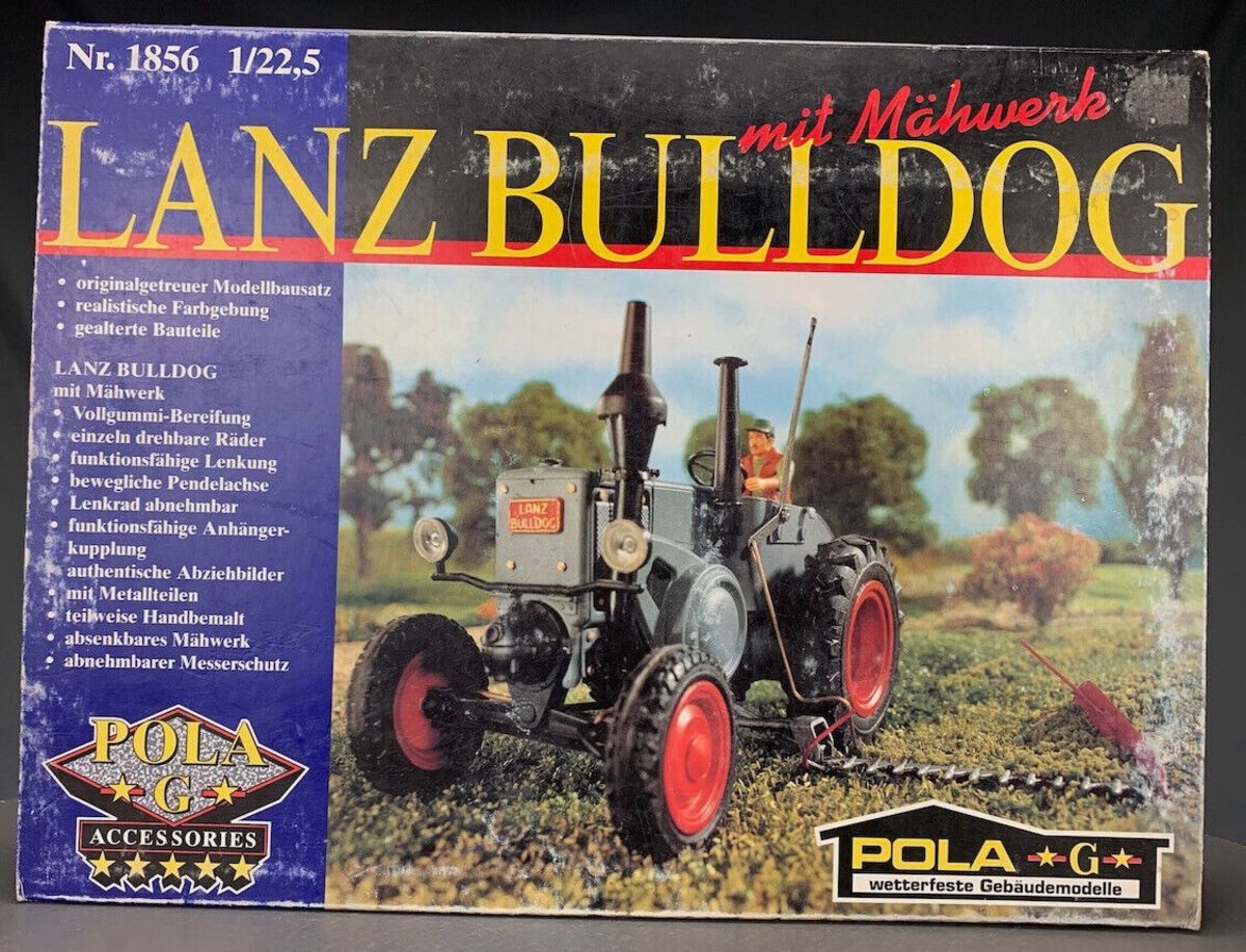 Pola 1856 G Scale Lanz Bulldog Tractor w Mower Attachment Kit