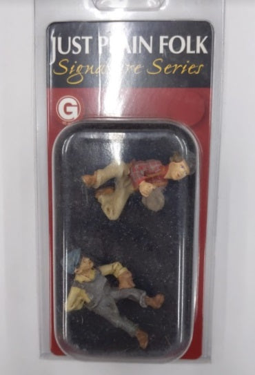 Just Plain Folk G Scale Figures Kids Playing Baseball